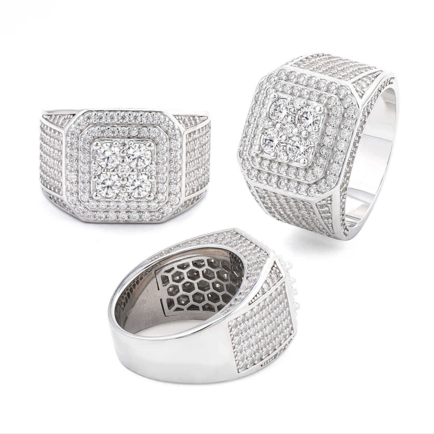 VVS Moissanite Square Pavé Halo Ring