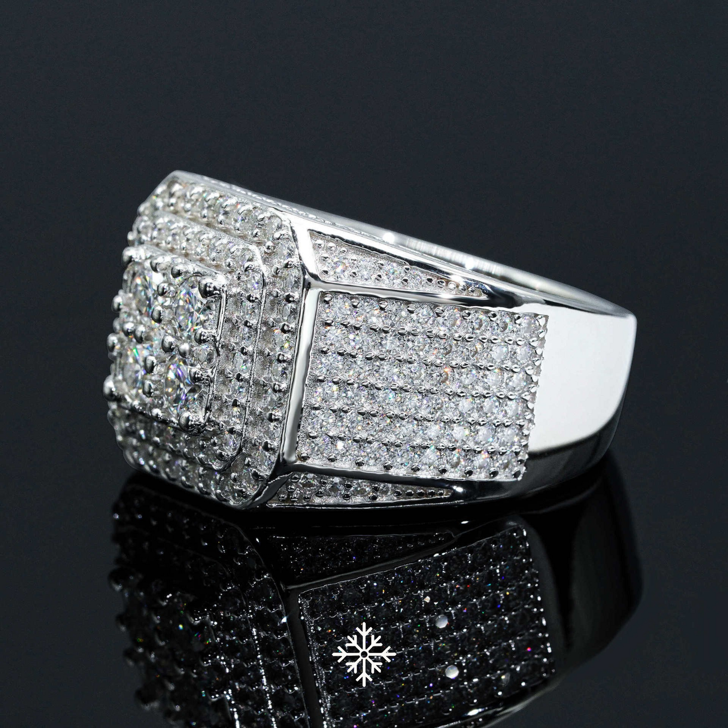 VVS Moissanite Square Pavé Halo Ring