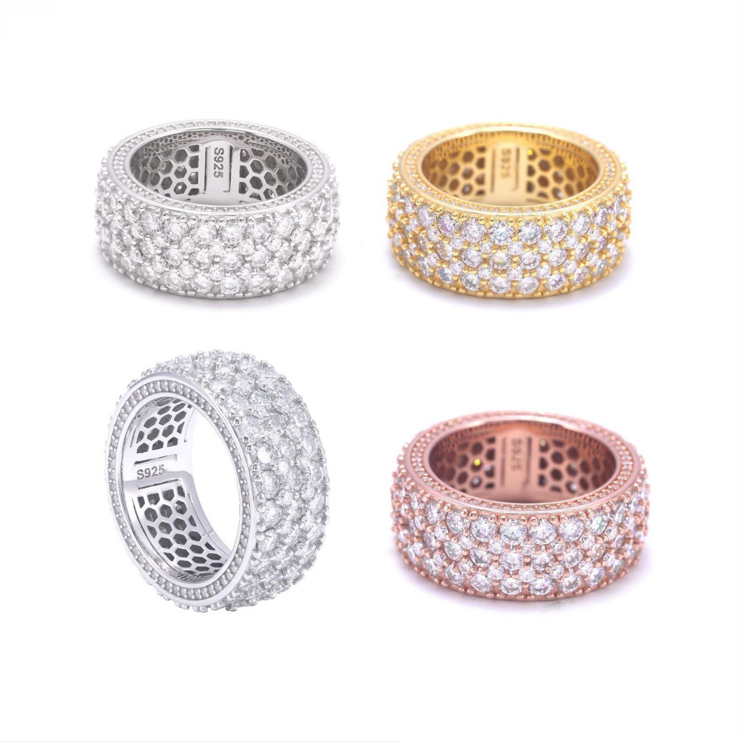 VVS Moissanite Triple Row Pavé Fully Iced Band