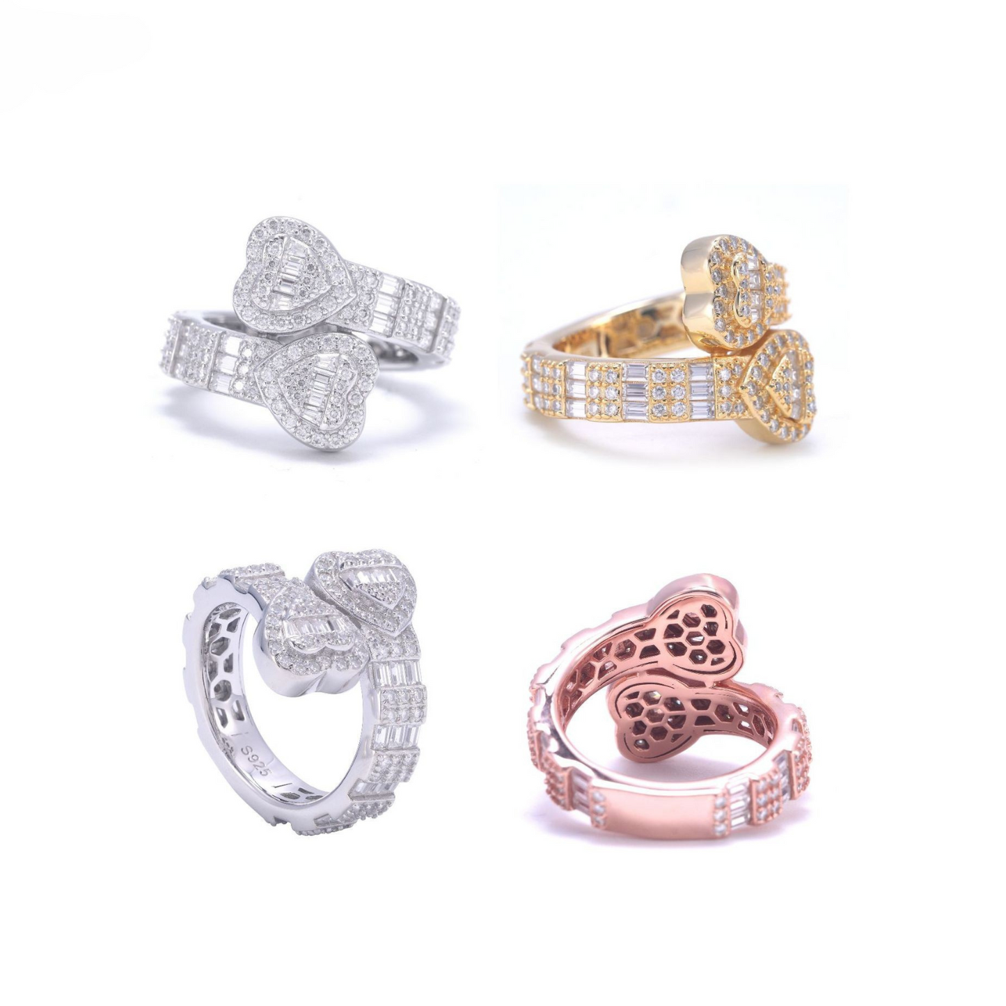 VVS Moissaniteb Heart-Ended Bypass Ring