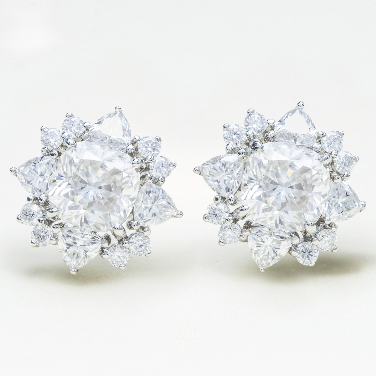 VVS Moissanite Starburst Halo Stud Earrings