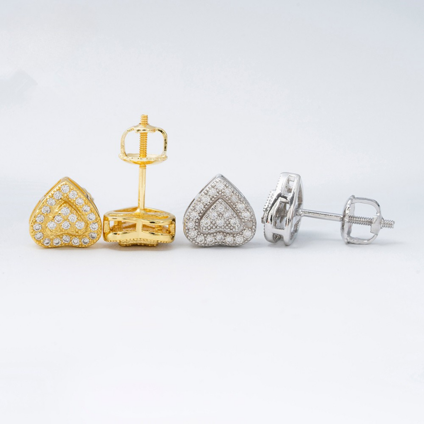 VVS Moissanite Heart Halo Stud Earrings