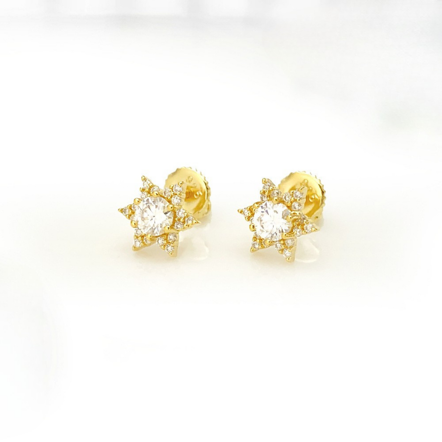 VVS Moissanite Star Cluster Halo Stud Earrings