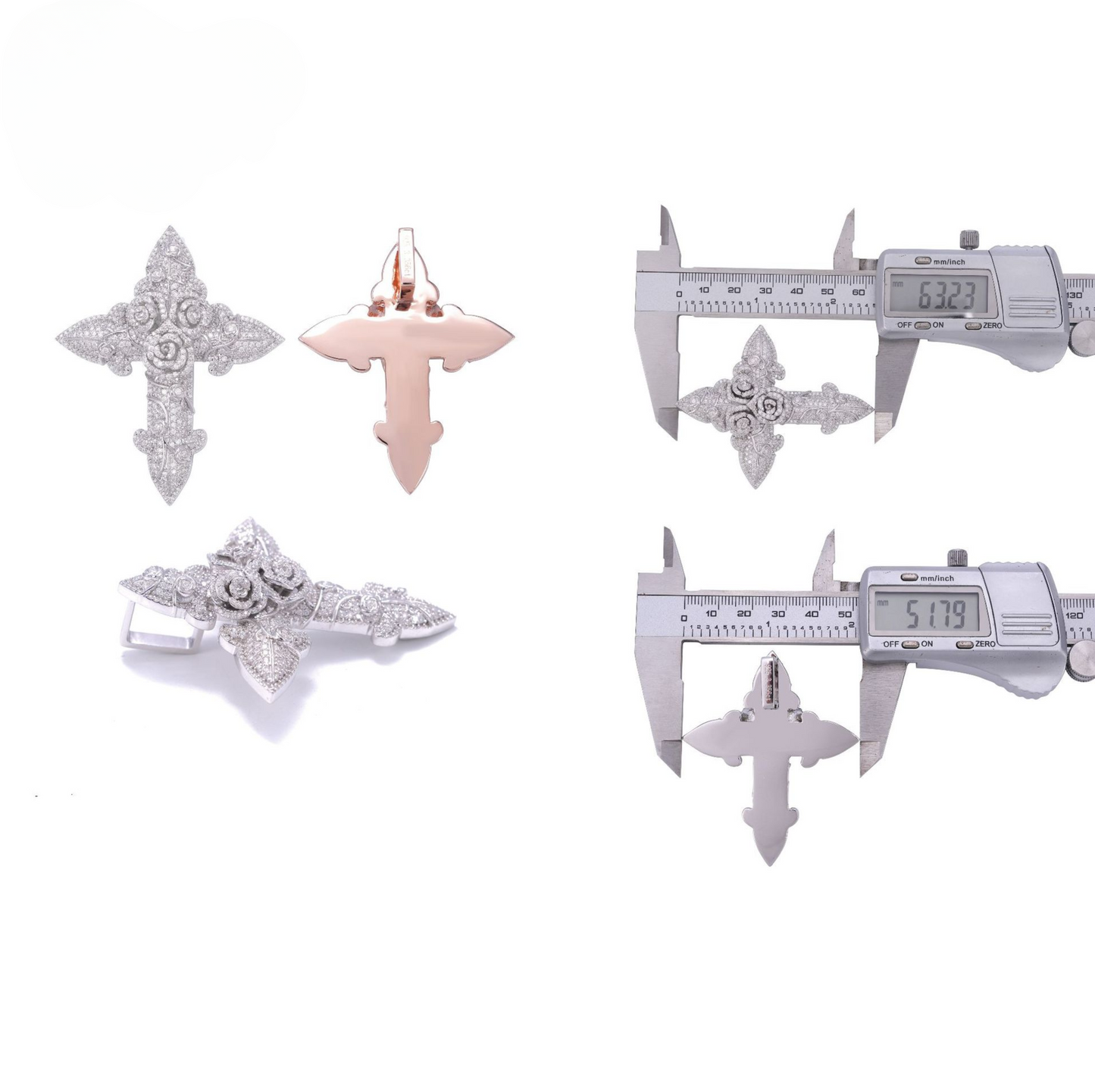 VVS Moissanite Flower Cross Pendant