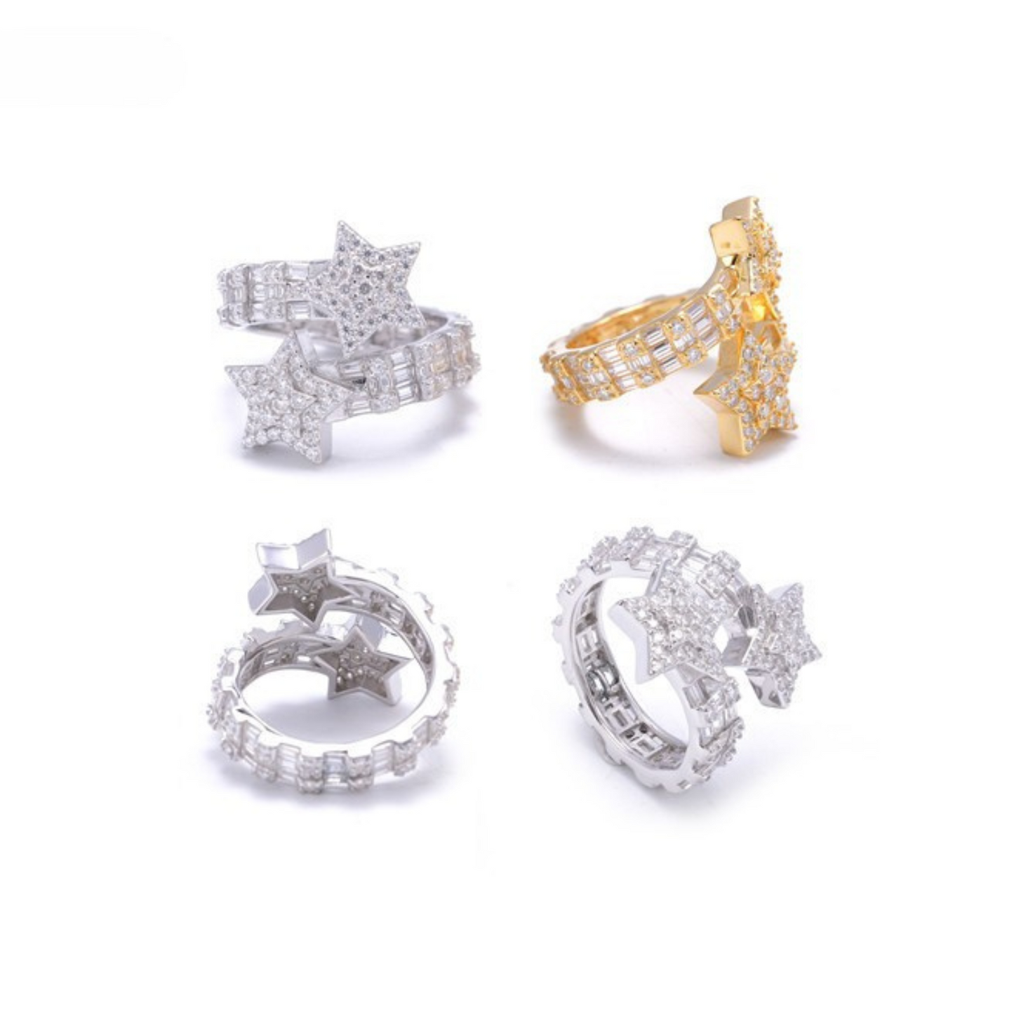 VVS Moissaniteb Star-Ended Bypass Ring