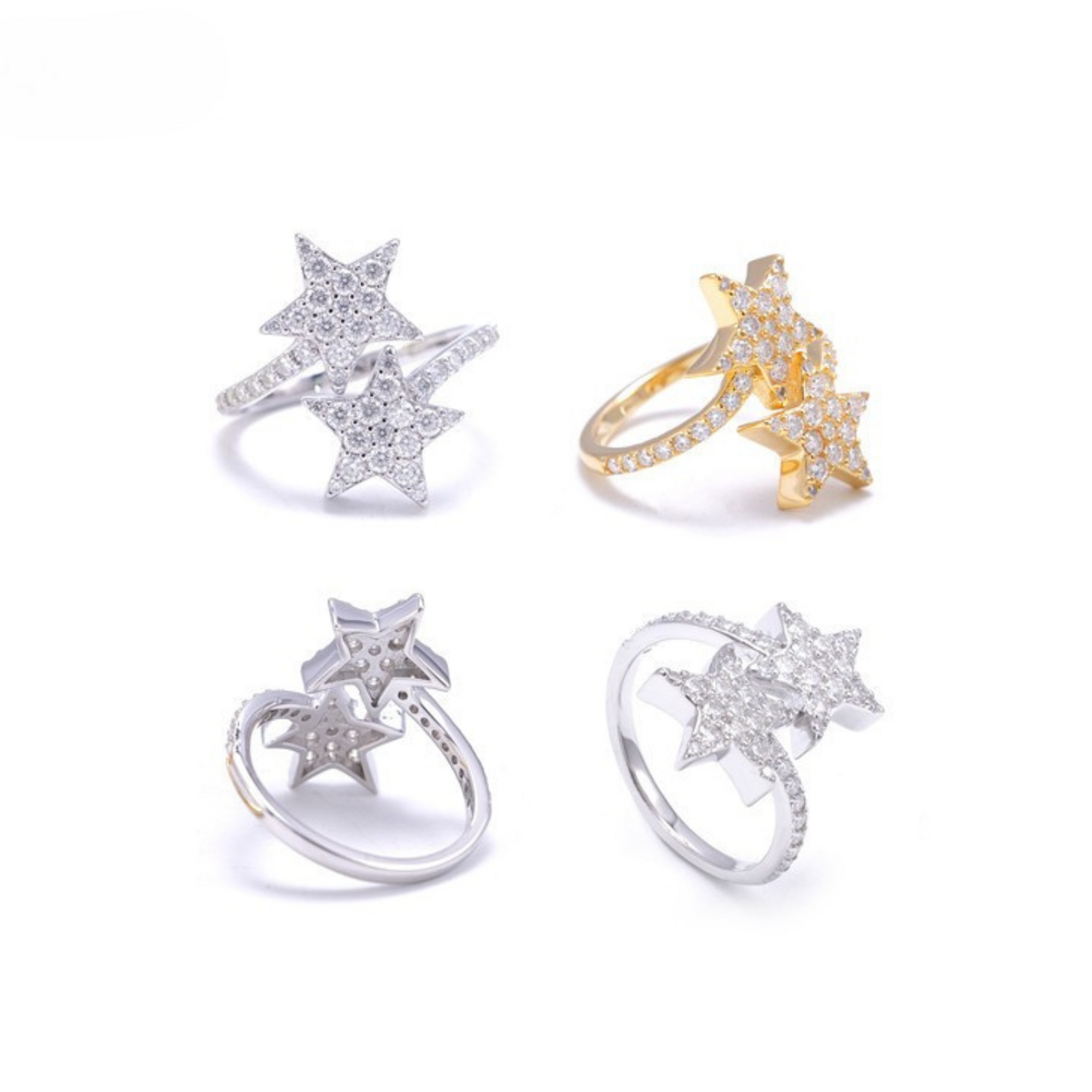 VVS Moissaniteb Star-Ended Bypass Ring