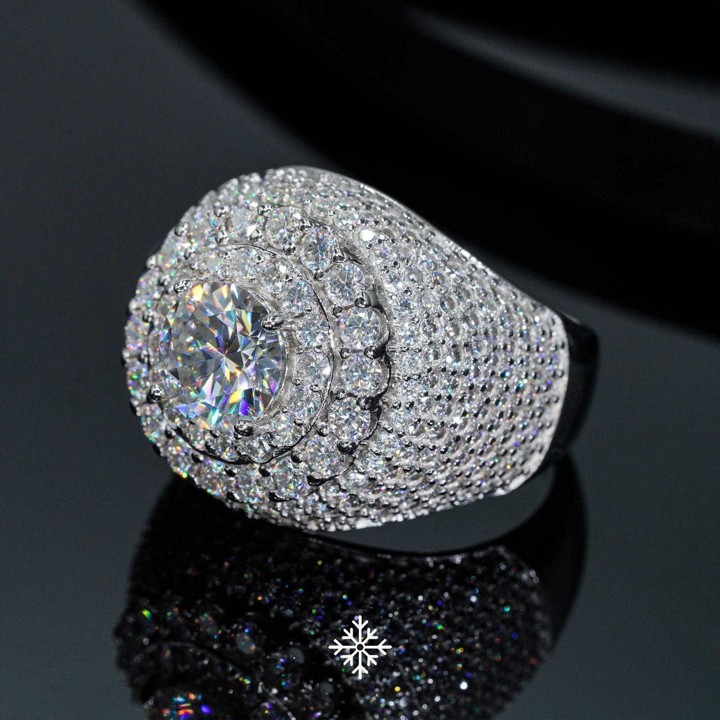 VVS Moissanite Double Halo Pavé Ring