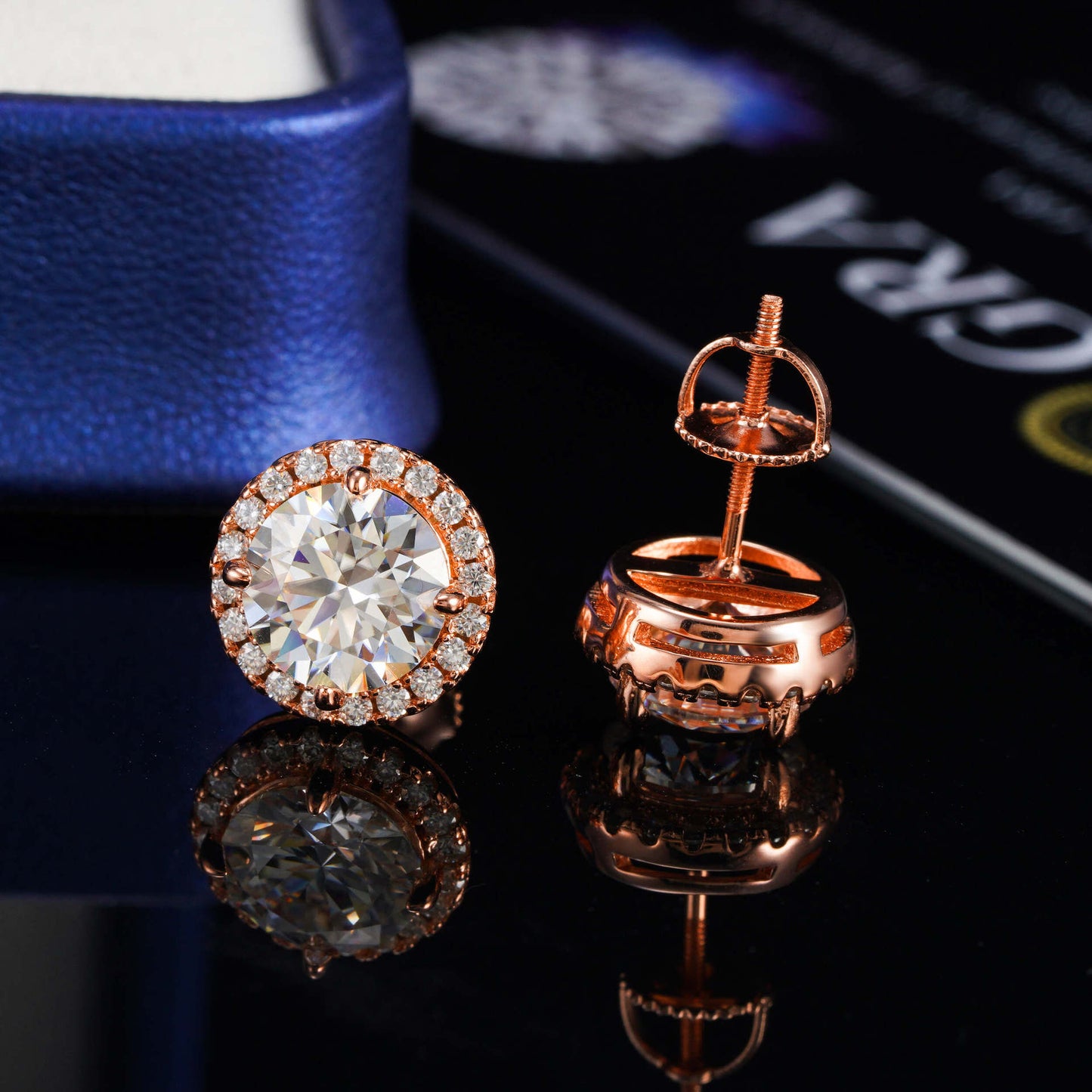 VVS Moissanite Halo Stud Earrings