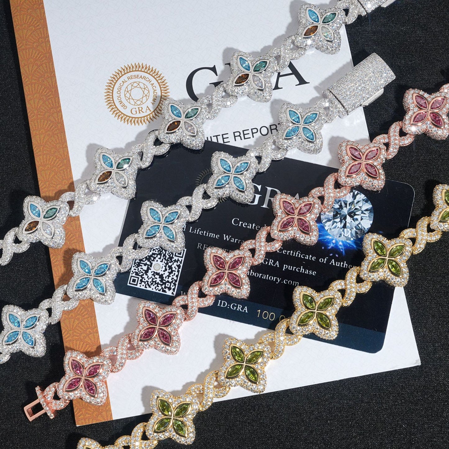 VVS MOISSANITE FOUR-LEAF CLOVER BRACELET