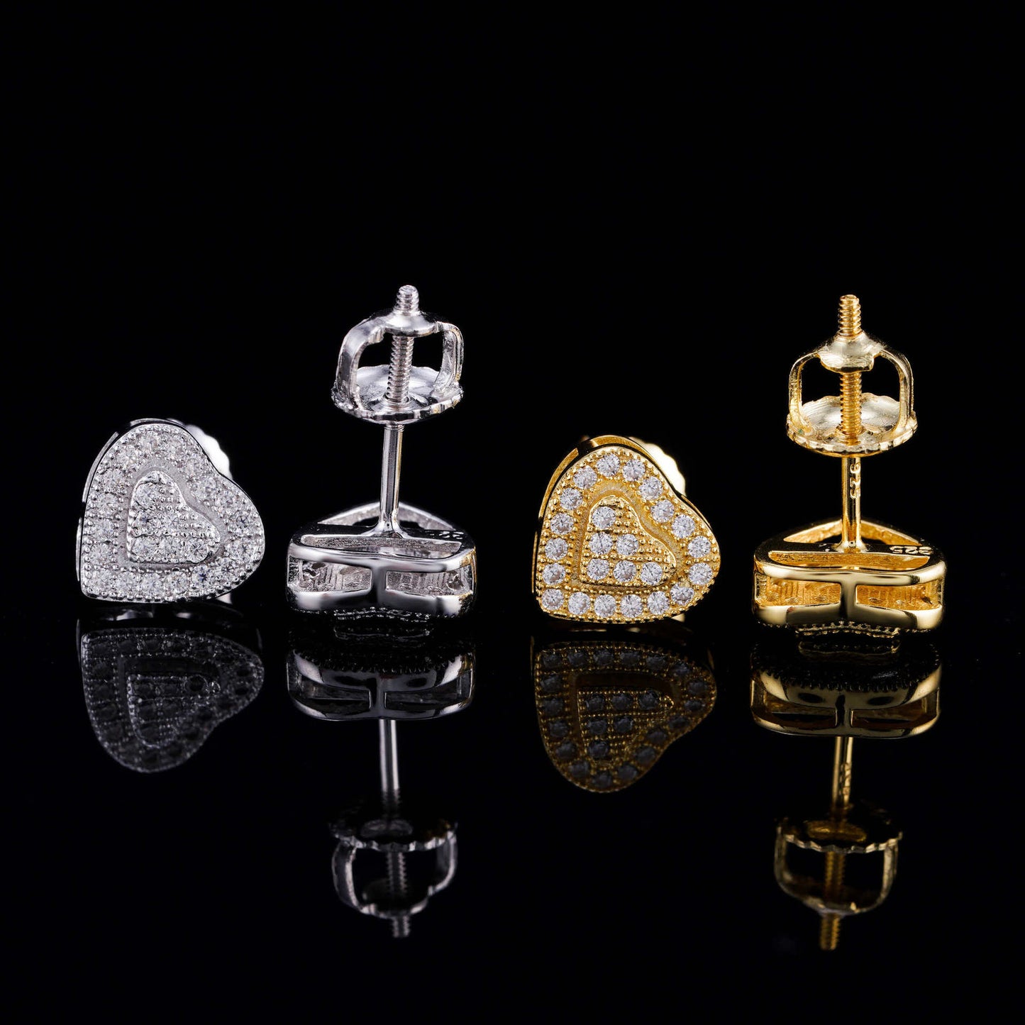 VVS Moissanite Heart Halo Stud Earrings