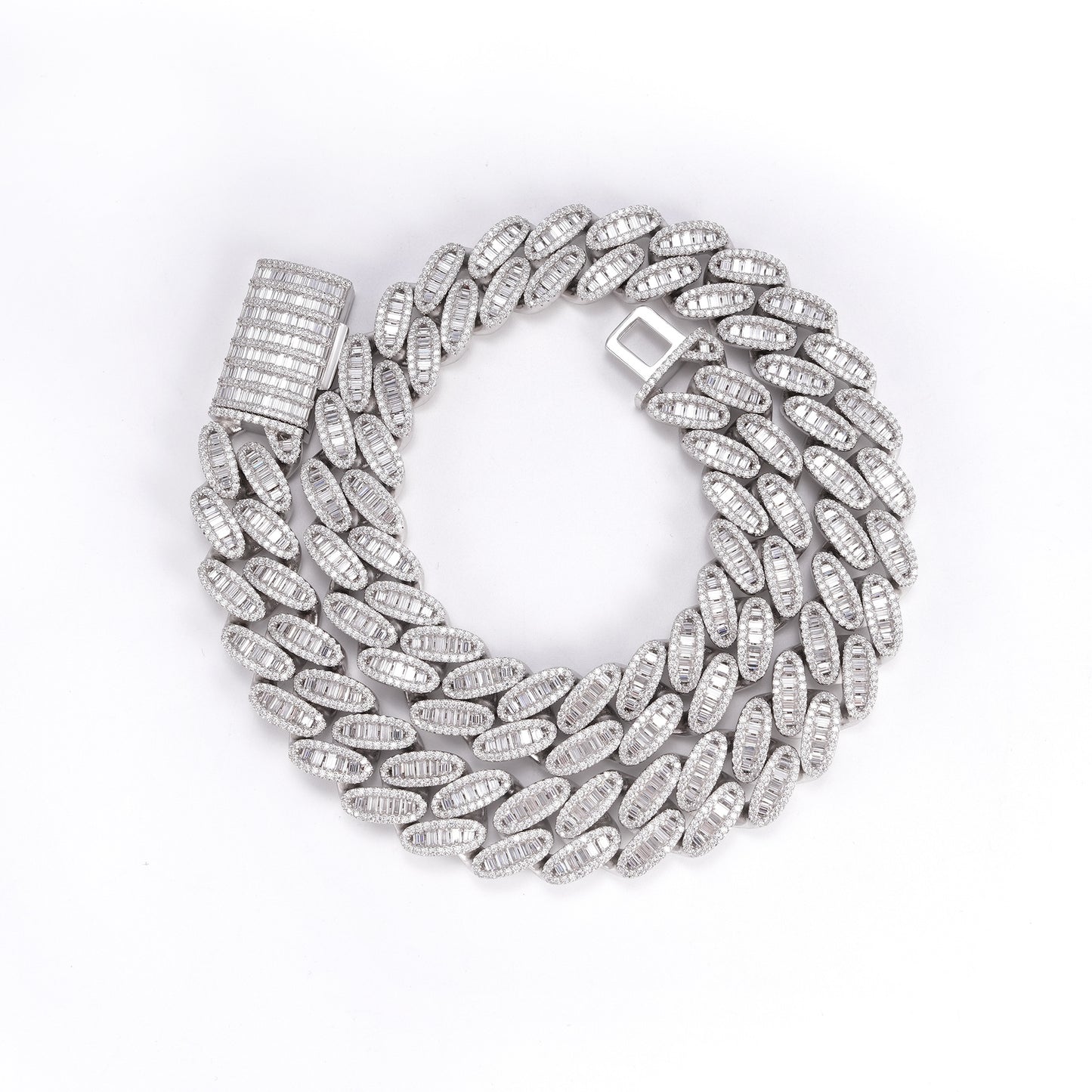 VVS MOISSANITE 20MM BAGUETTE CUBAN CHAIN/BRACELET