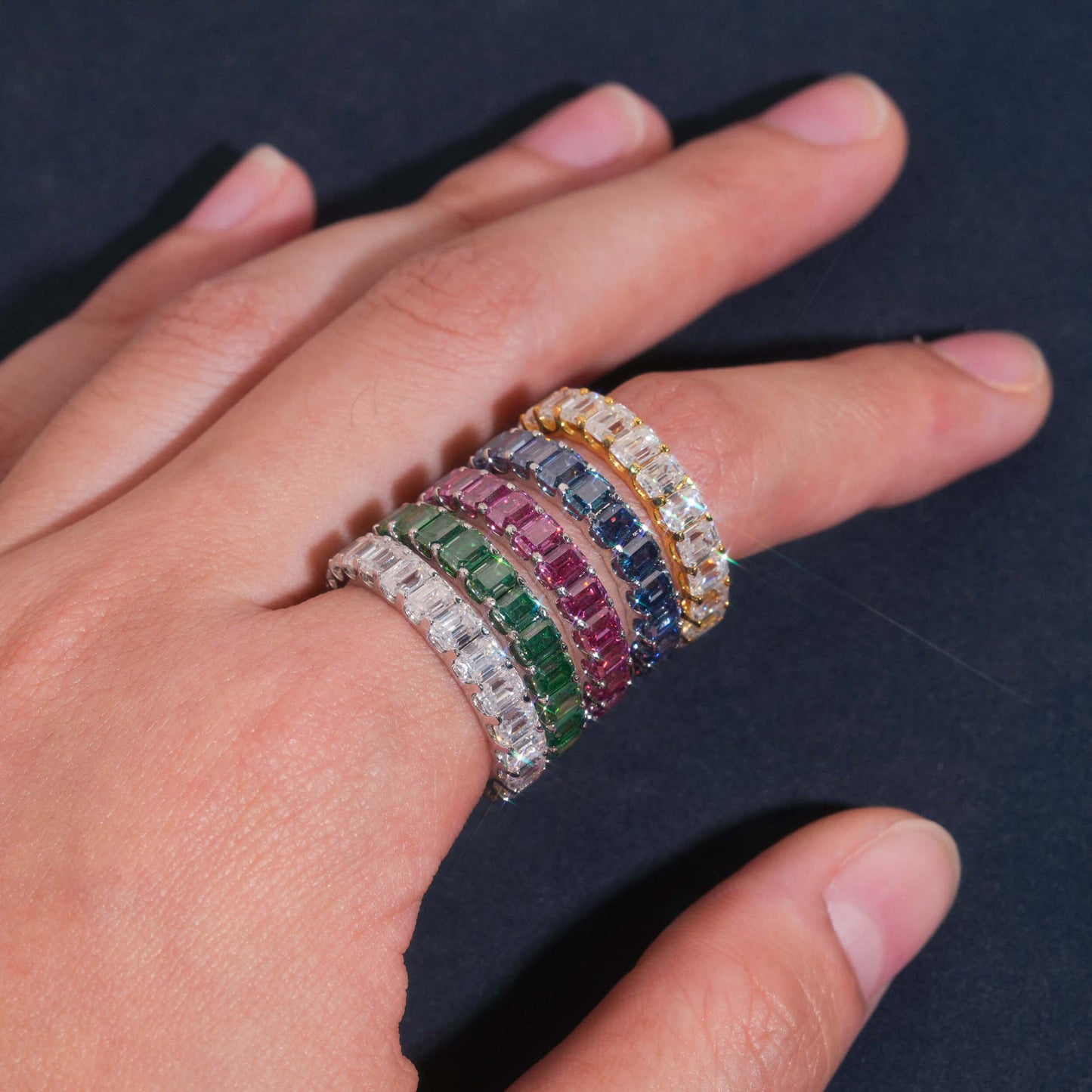 VVS Moissanite All Colors Emerald Cut Ring