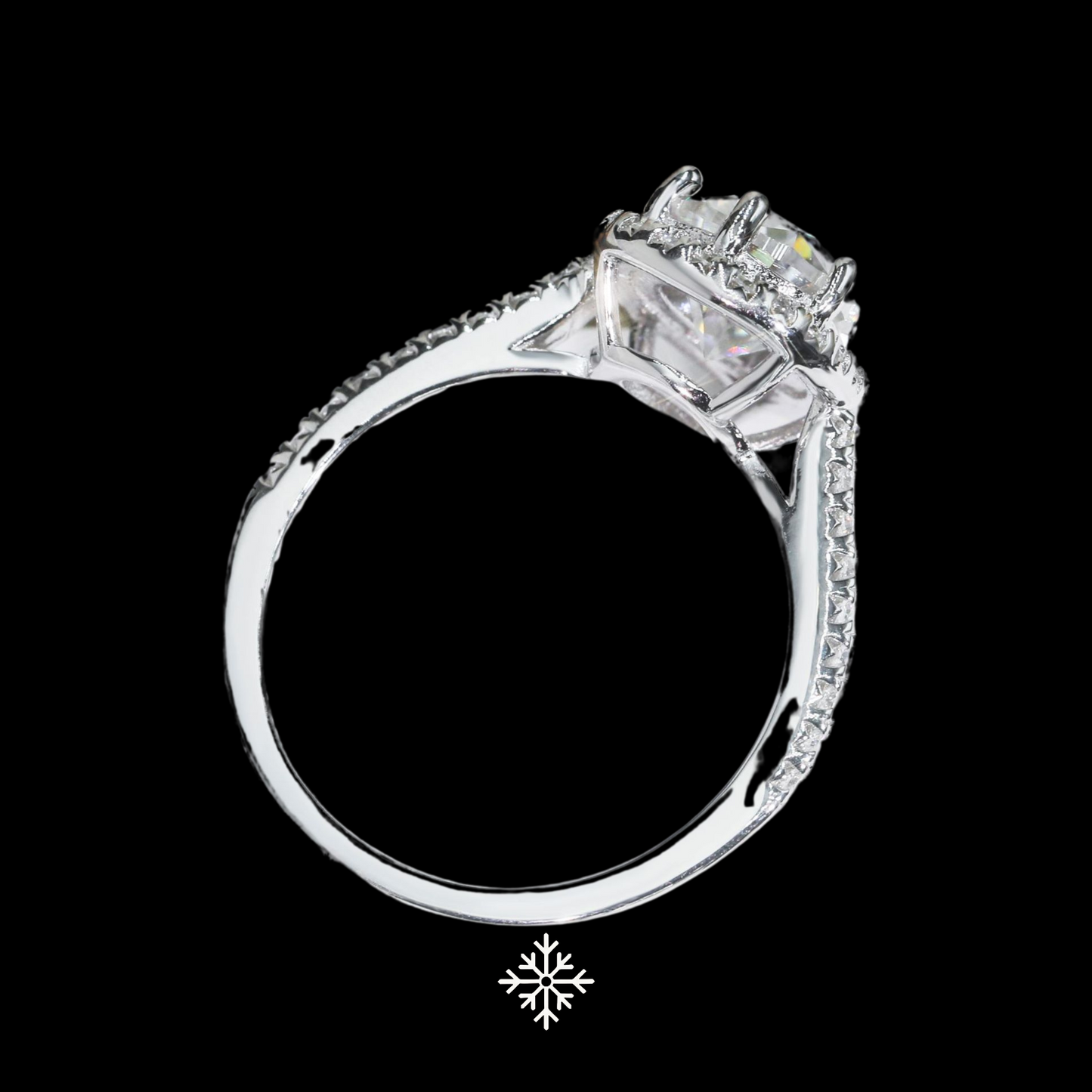 VVS Moissanite Pear-Cut Halo Pavé Ring