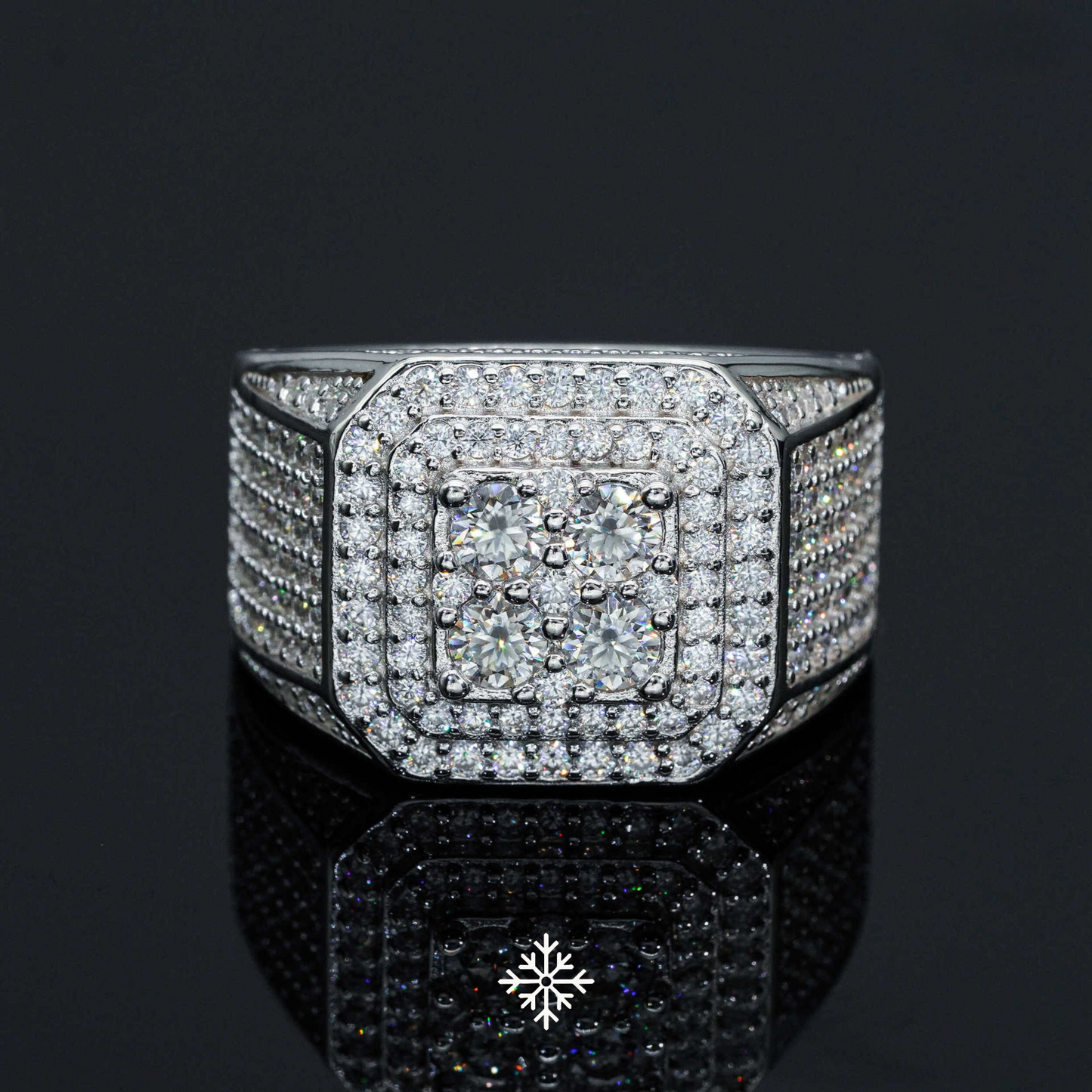 VVS Moissanite Square Pavé Halo Ring