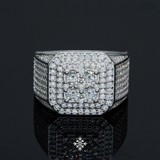 VVS Moissanite Square Pavé Halo Ring