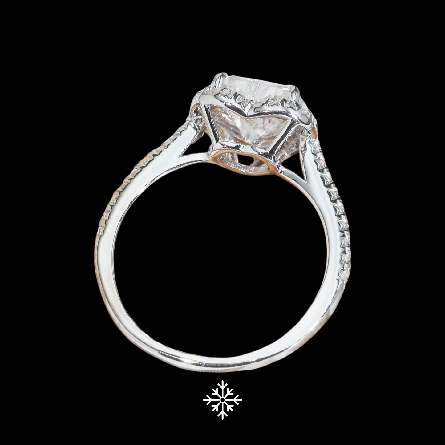 VVS Moissanite Pavé Halo Heart Cut Ring