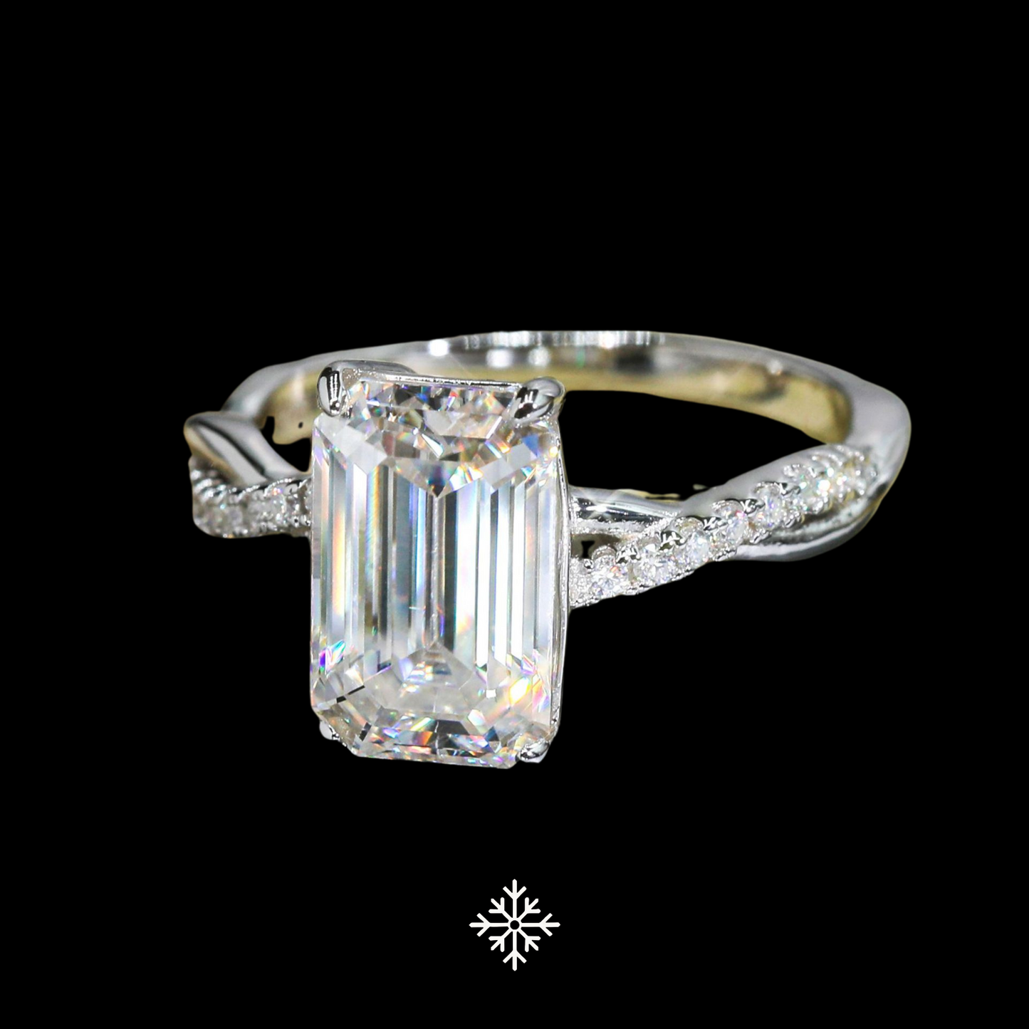 VVS Moissanite Emerald-Cut Twisted Pavé Band