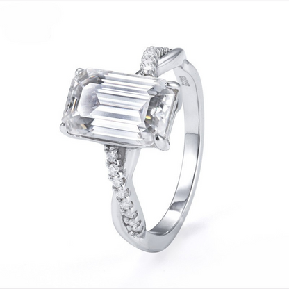 VVS Moissanite Emerald-Cut Twisted Pavé Band