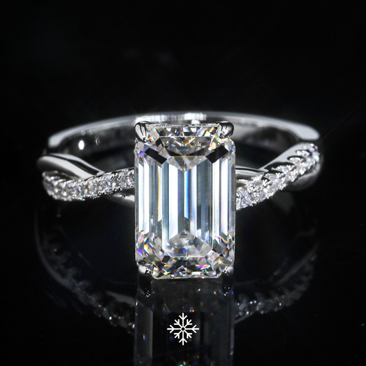 VVS Moissanite Emerald-Cut Twisted Pavé Band