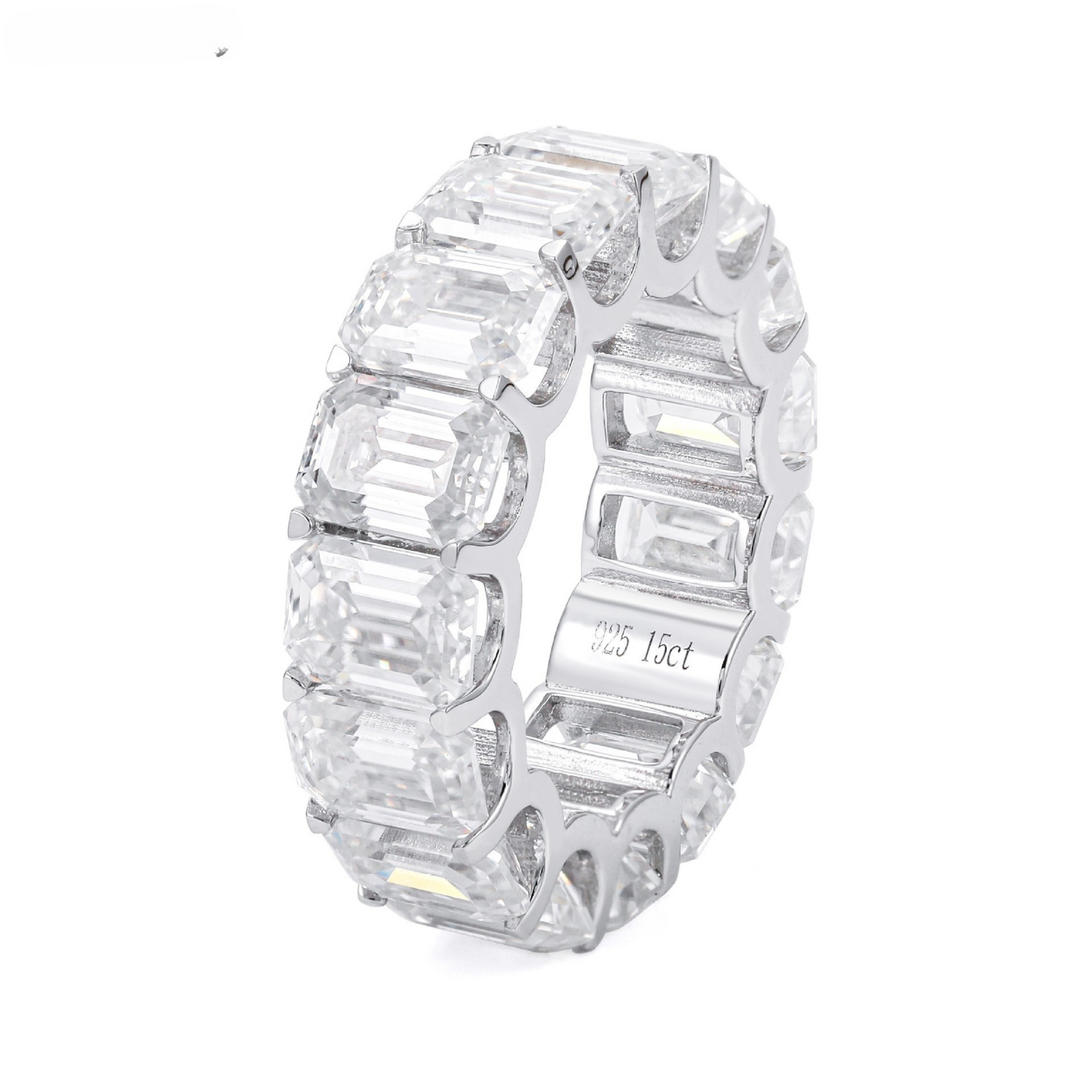 VVS Moissanite Emerald-Cut Eternity Band Ring