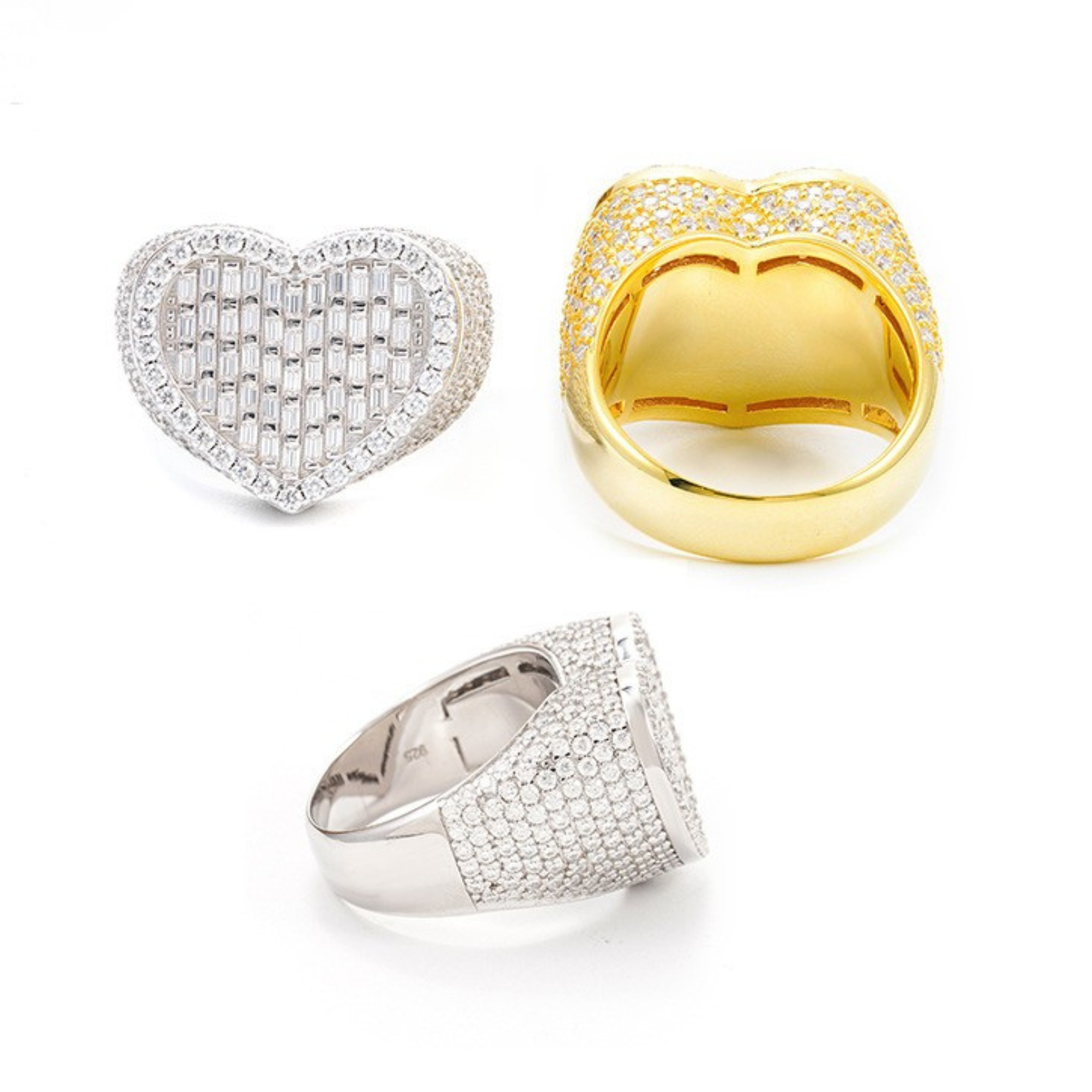 Baguette Moissanite Heart Ring