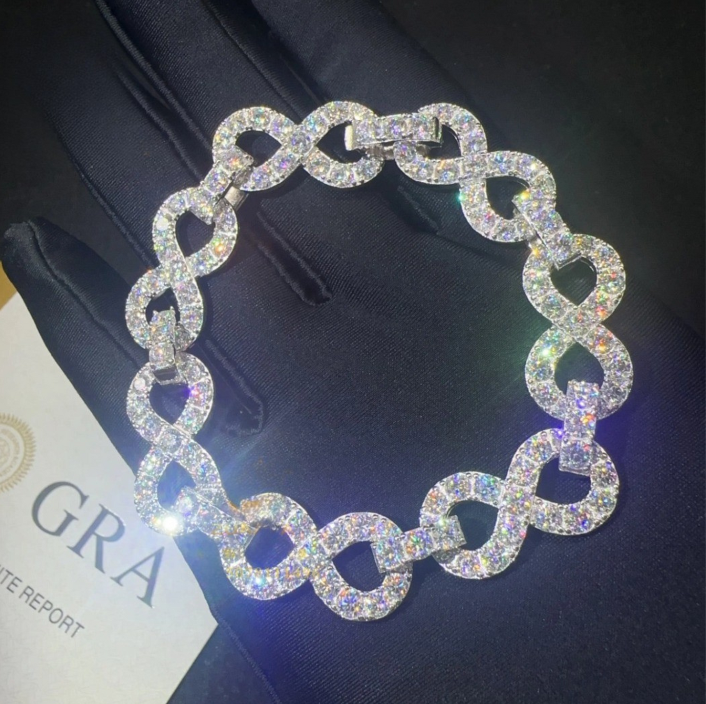 VVS MOISSANITE 13MM INFINITY LINK CHAIN/BRACELET