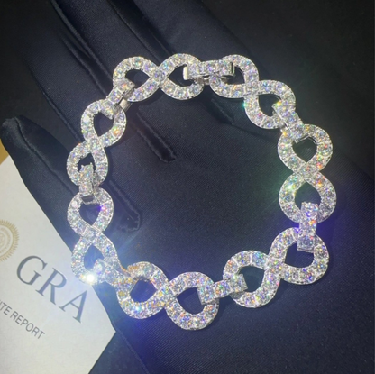 VVS MOISSANITE 13MM INFINITY LINK CHAIN/BRACELET
