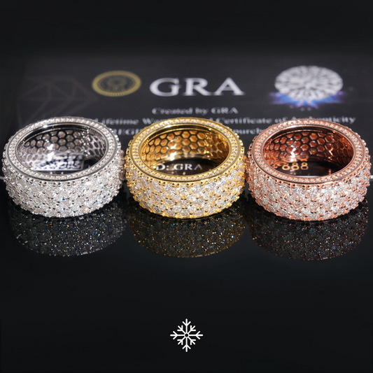 VVS Moissanite Triple Row Pavé Fully Iced Band