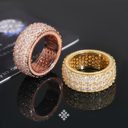 VVS Moissanite Triple Row Pavé Fully Iced Band