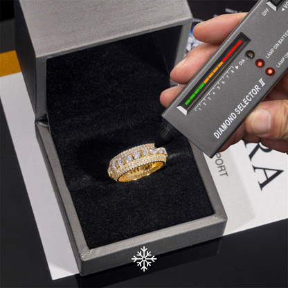 VVS Moissanite Big Center Iced-Out Band with Side Pavé