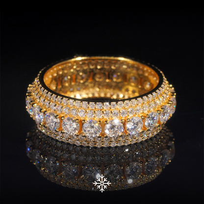VVS Moissanite Big Center Iced-Out Band with Side Pavé
