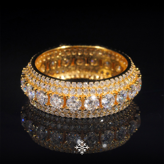 VVS Moissanite Big Center Iced-Out Band with Side Pavé