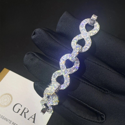VVS MOISSANITE 13MM INFINITY LINK CHAIN/BRACELET