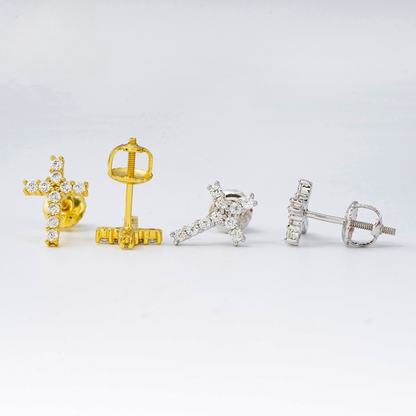 VVS Moissanite Cross Stud Earrings