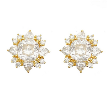 VVS Moissanite Starburst Halo Stud Earrings
