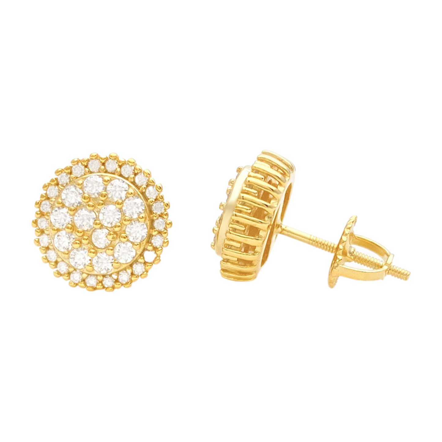 VVS Moissanite Round cluster halo ring Stud Earrings