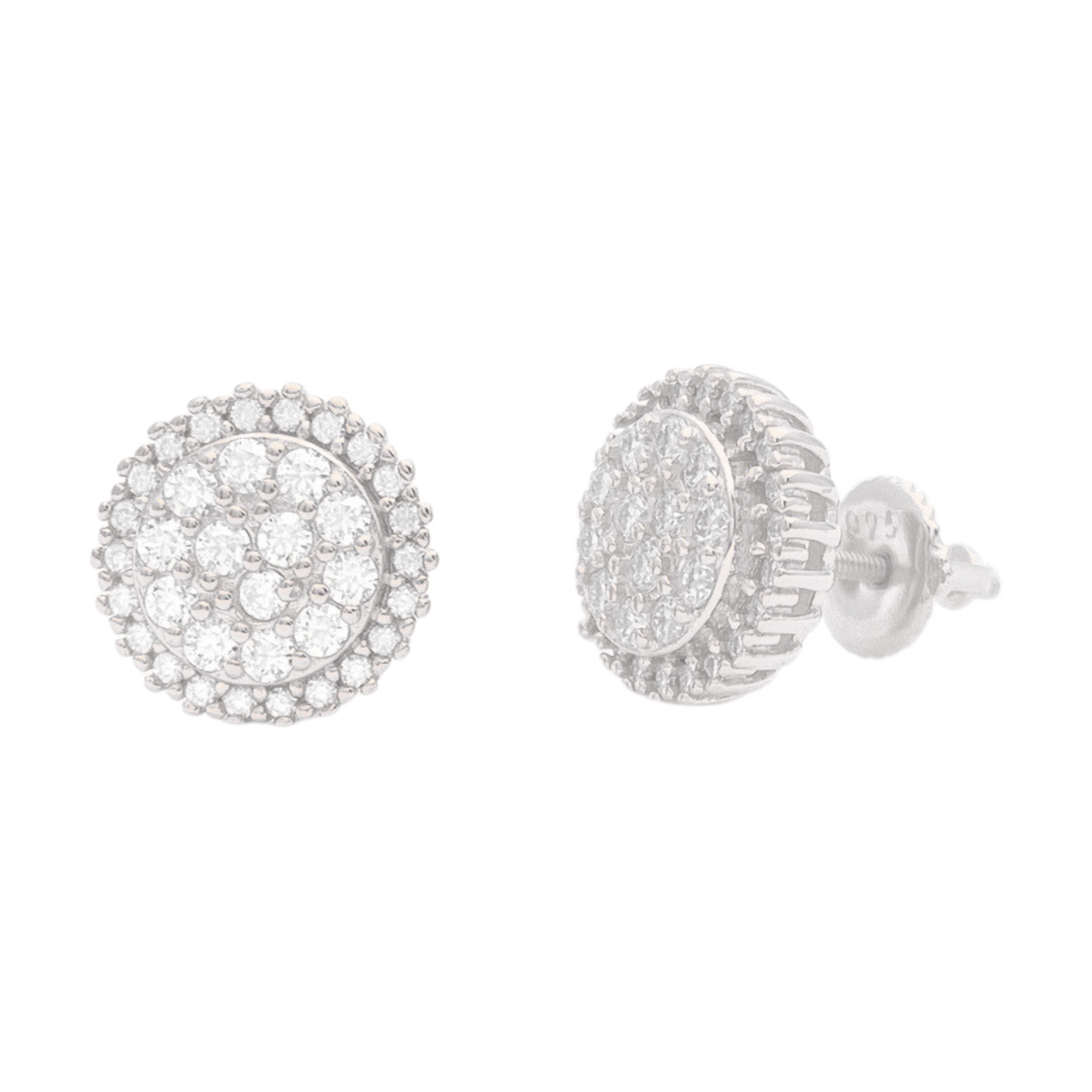 VVS Moissanite Round cluster halo ring Stud Earrings