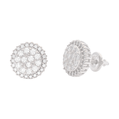 VVS Moissanite Round cluster halo ring Stud Earrings