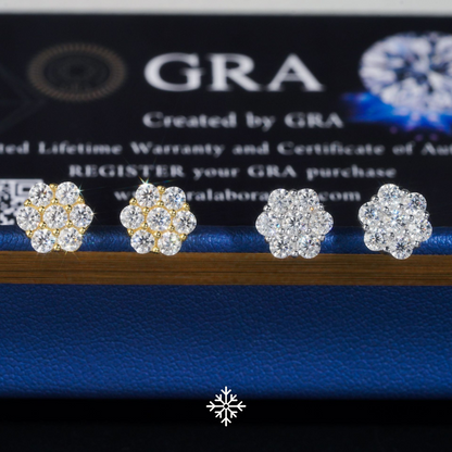 VVS Moissanite Flower Stud Earrings