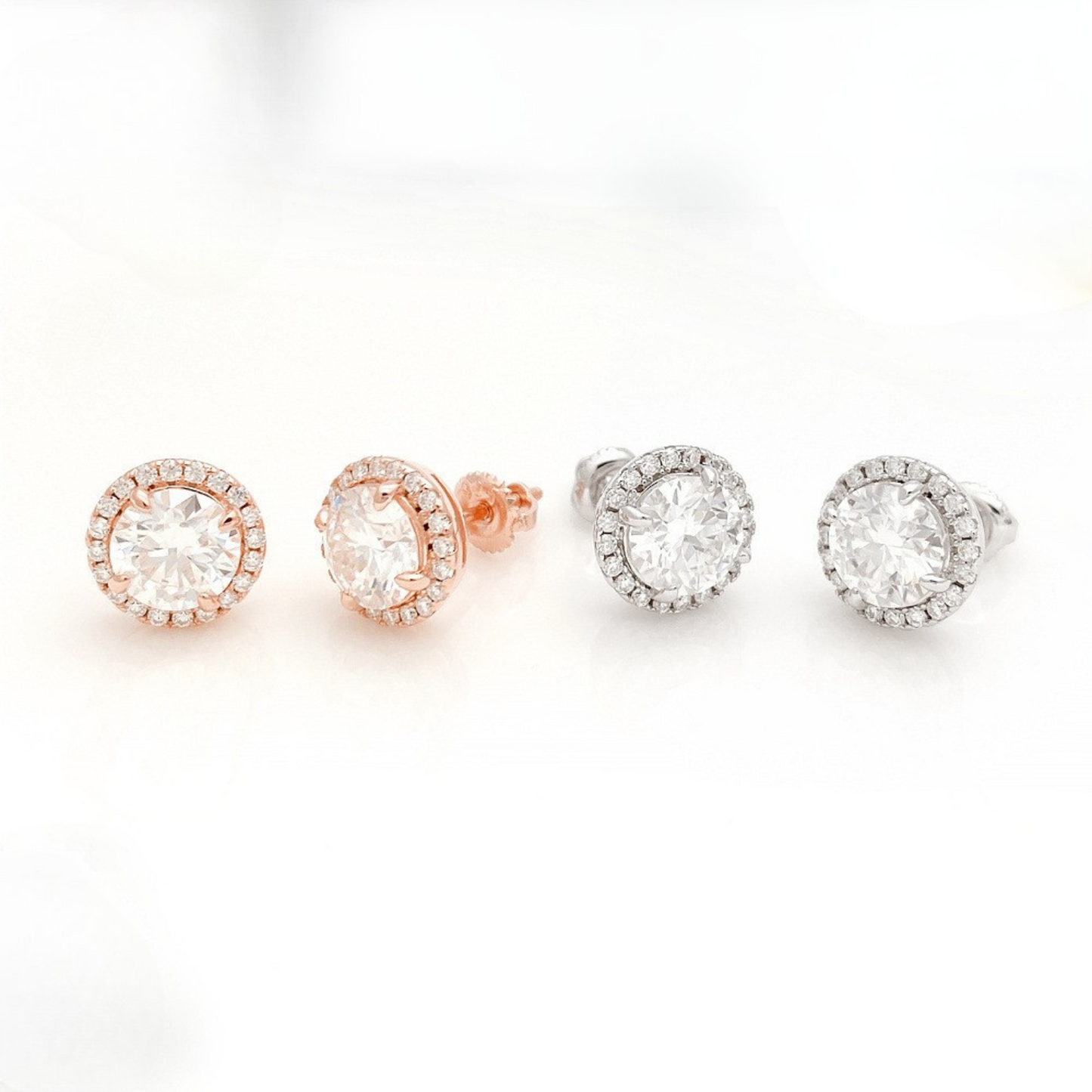 VVS Moissanite 6.5MM Halo Stud Earring
