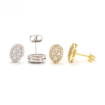 VVS Moissanite Ovel Halo Stud Earrings