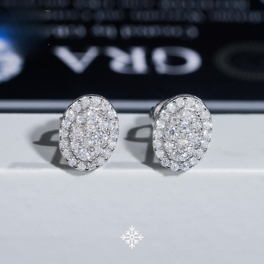 VVS Moissanite Ovel Halo Stud Earrings