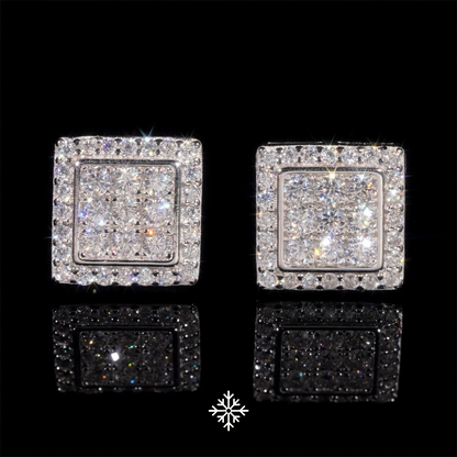 VVS Moissanite Square Pavé Halo Stud Earrings