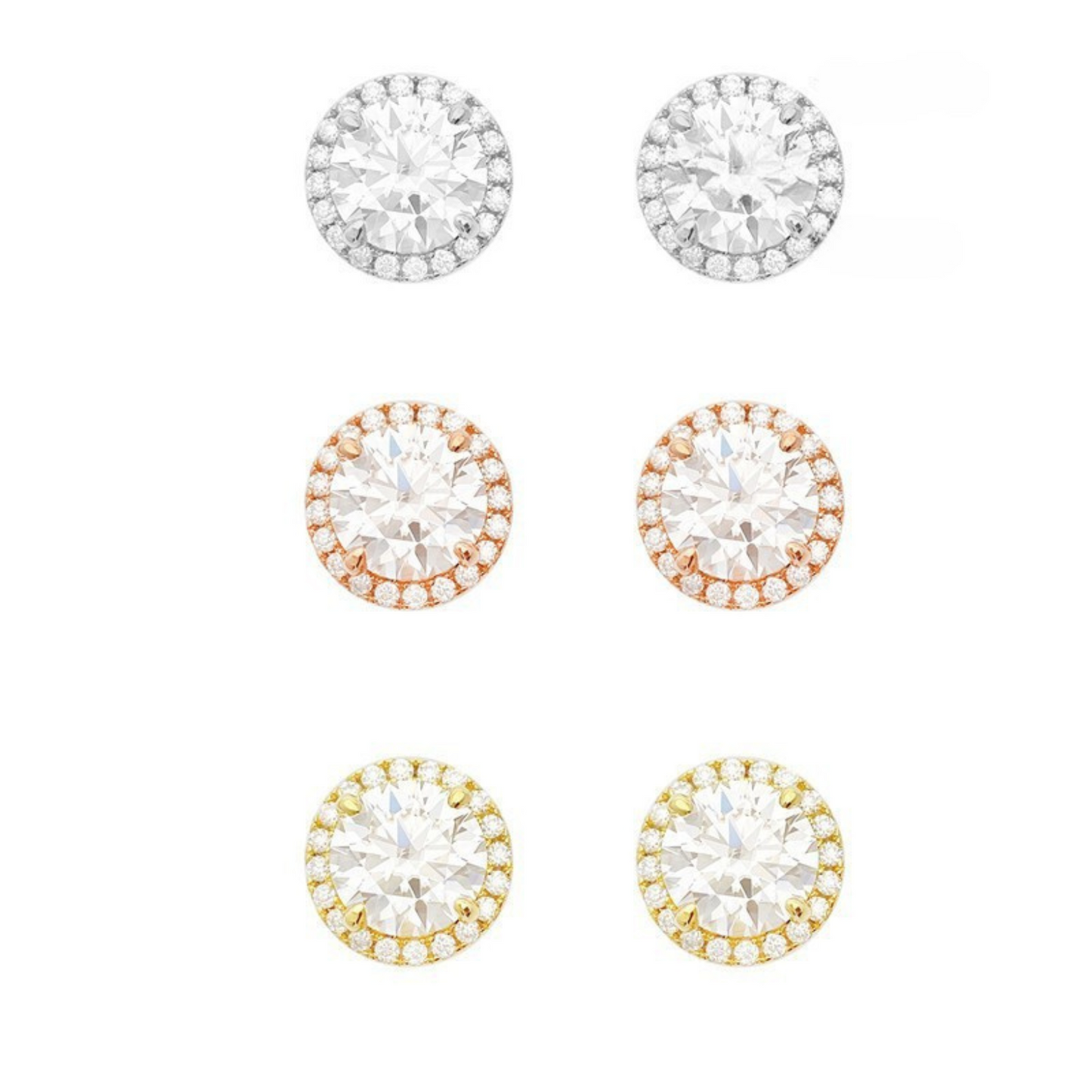 VVS Moissanite Halo Stud Earrings