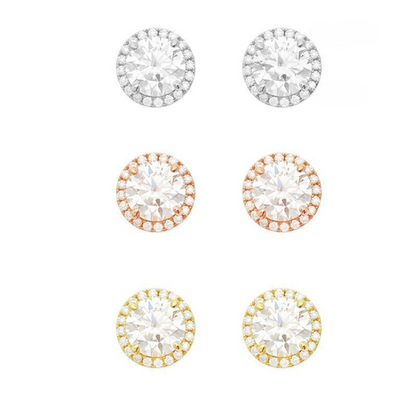 VVS Moissanite Halo Stud Earrings