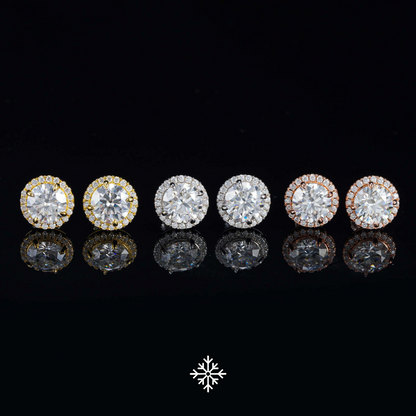 VVS Moissanite Halo Stud Earrings