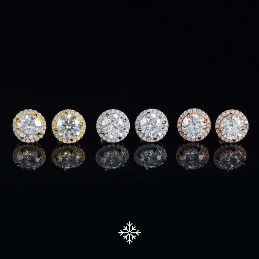VVS Moissanite Halo Stud Earrings