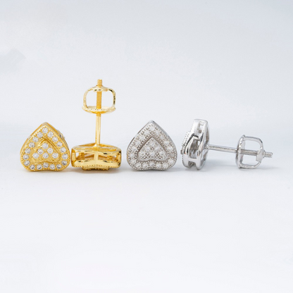 VVS Moissanite Heart Halo Stud Earrings