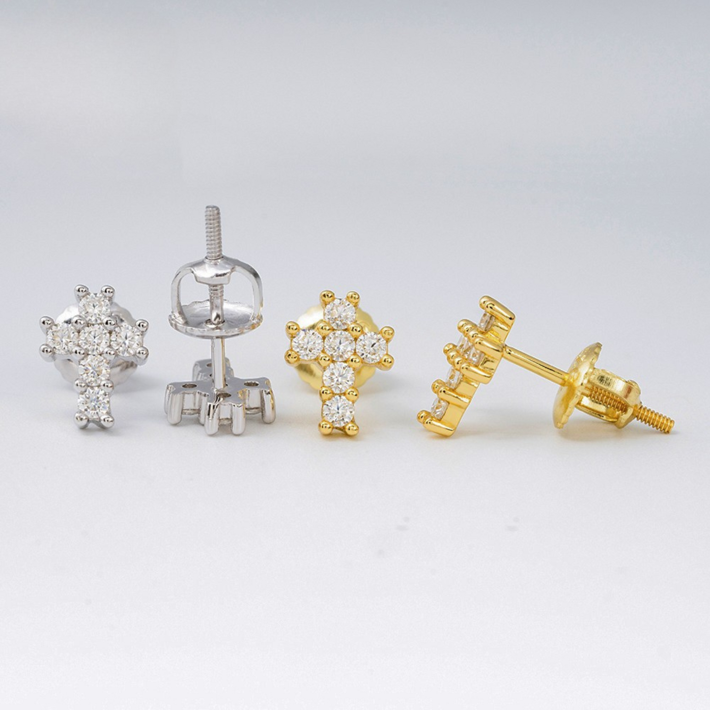 VVS Moissanite Cross Stud Earrings