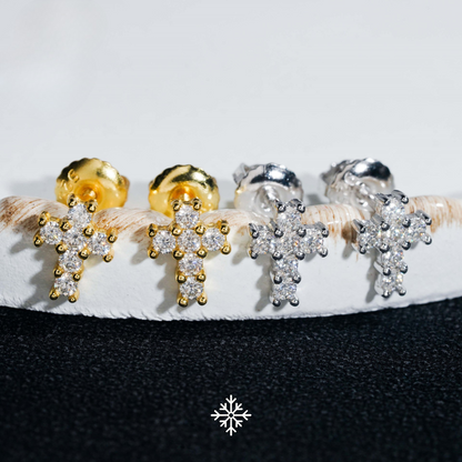 VVS Moissanite Cross Stud Earrings